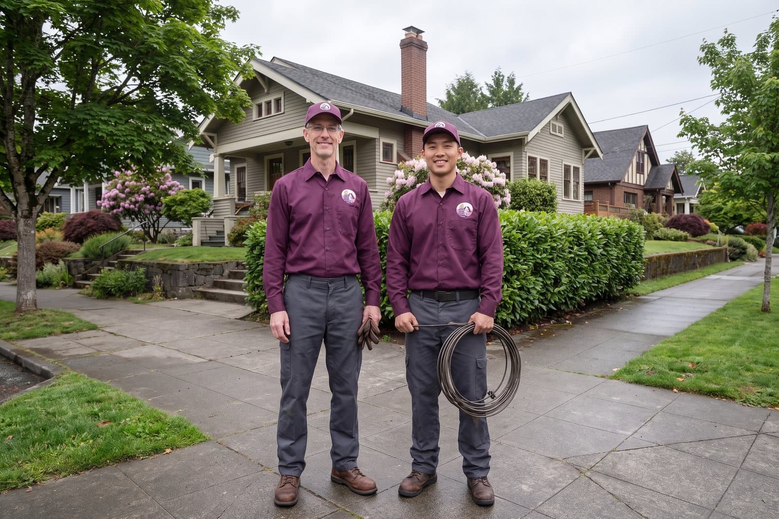 The North Seattle Chimney Pros crew in front of a North Seattle bungalow