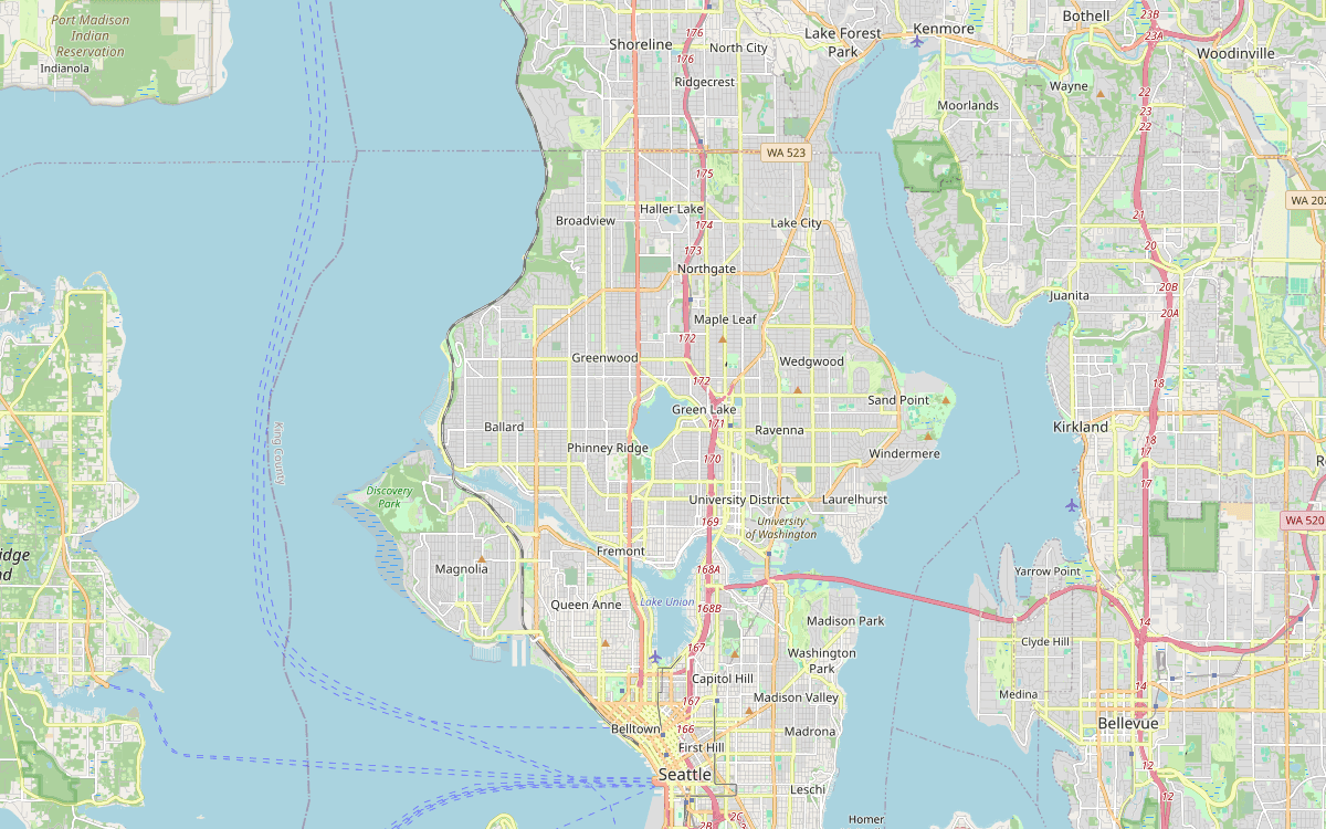 Map of our chimney service area across North Seattle, King County