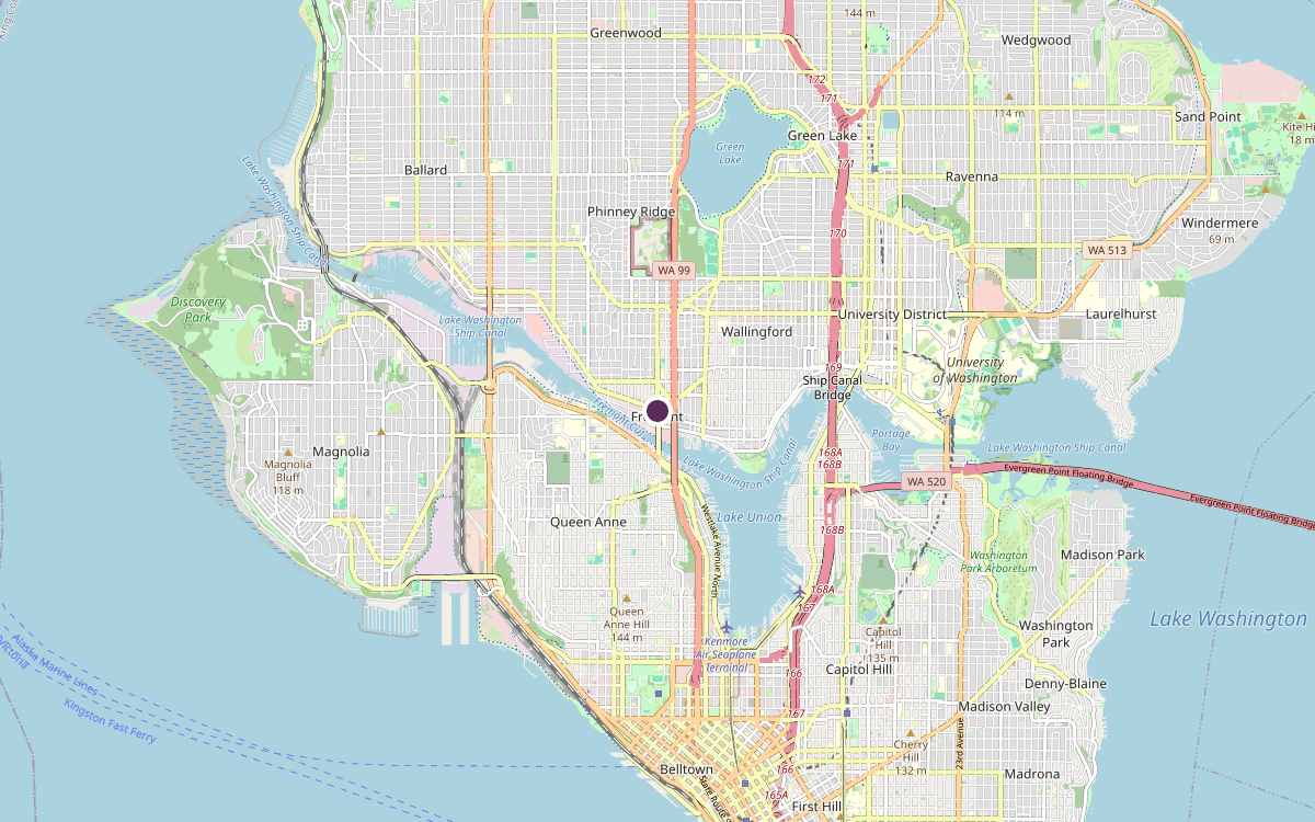 Map of our chimney service area in Fremont, King County, WA