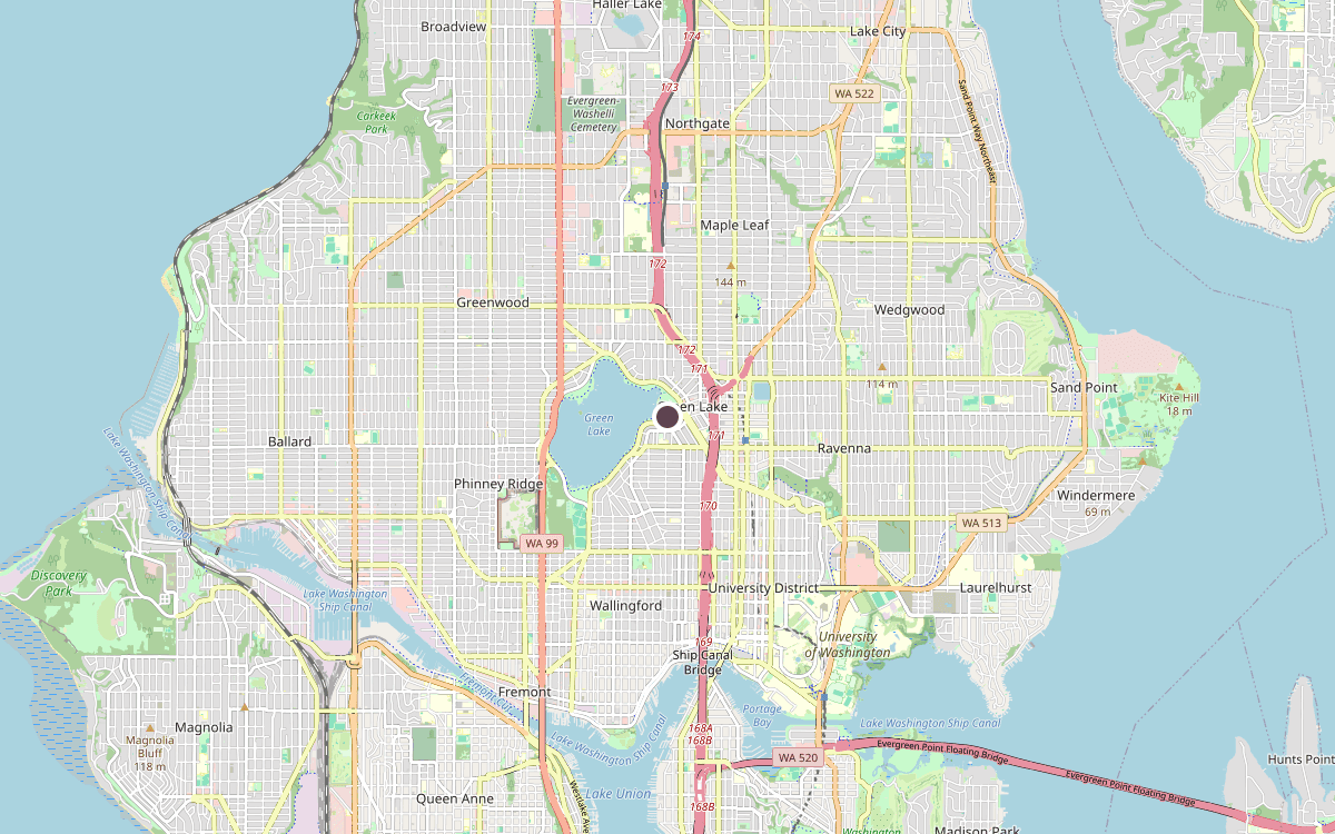 Map of our chimney service area in Green Lake, King County, WA