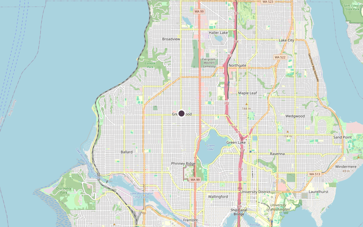 Map of our chimney service area in Greenwood, King County, WA