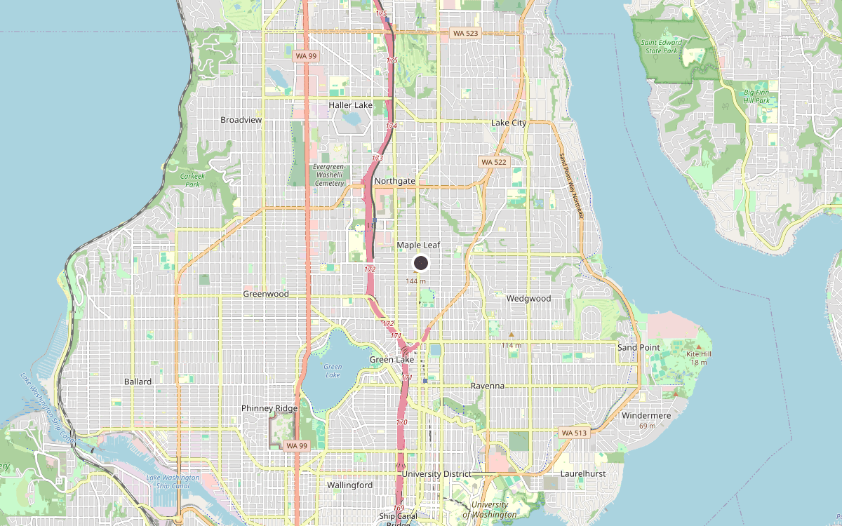 Map of our chimney service area in Maple Leaf, King County, WA
