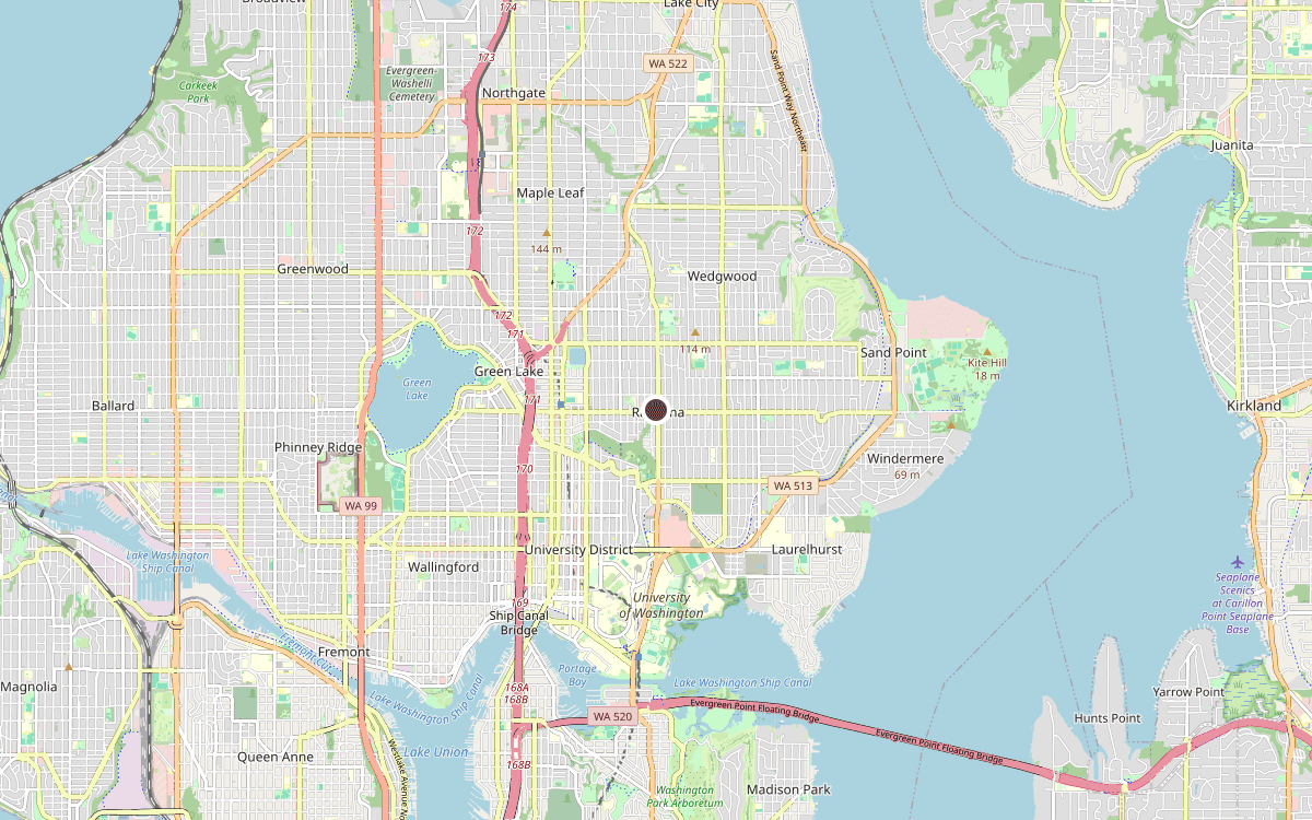 Map of our chimney service area in Ravenna, King County, WA
