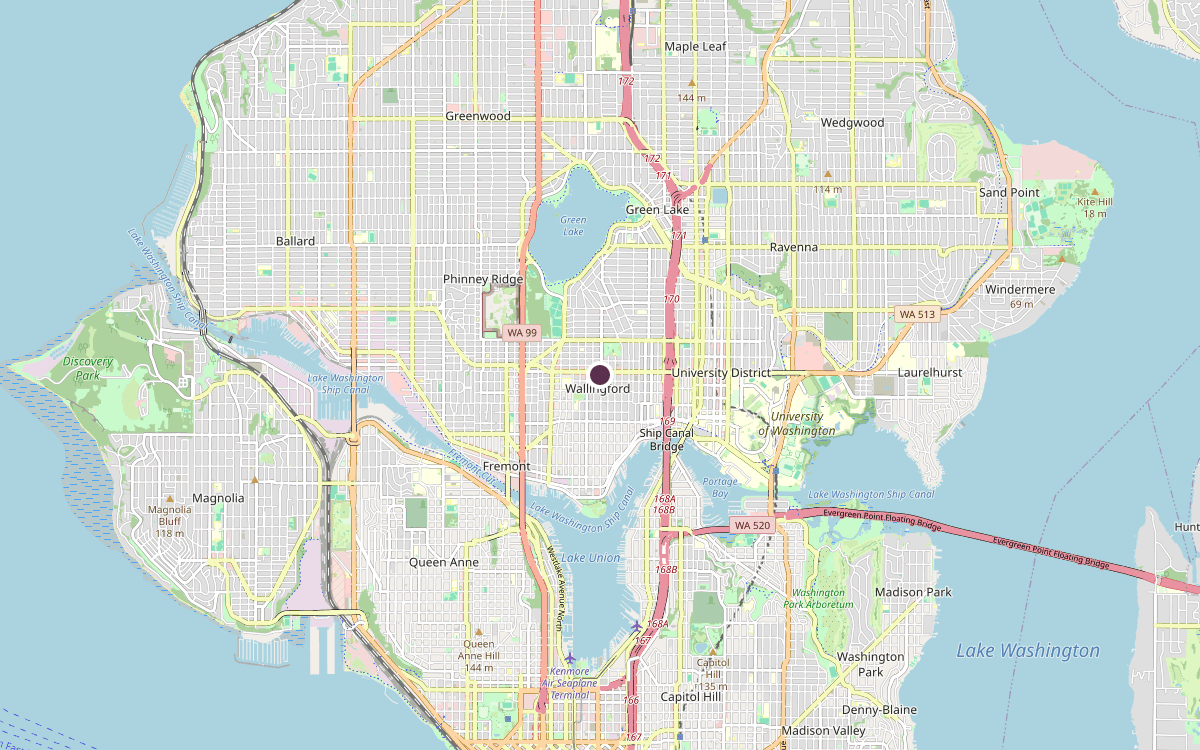 Map of our chimney service area in Wallingford, King County, WA