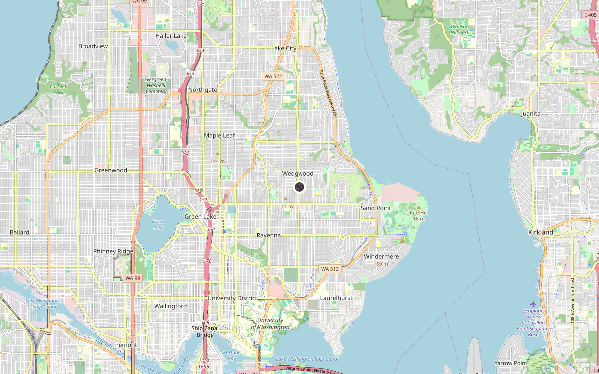 Map of our chimney service area in Wedgwood, King County, WA