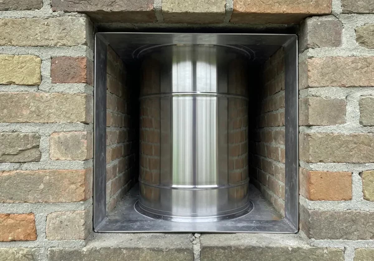 After — chimney relining: An aging, compromised flue restored with a properly sized stainless liner, up to code.