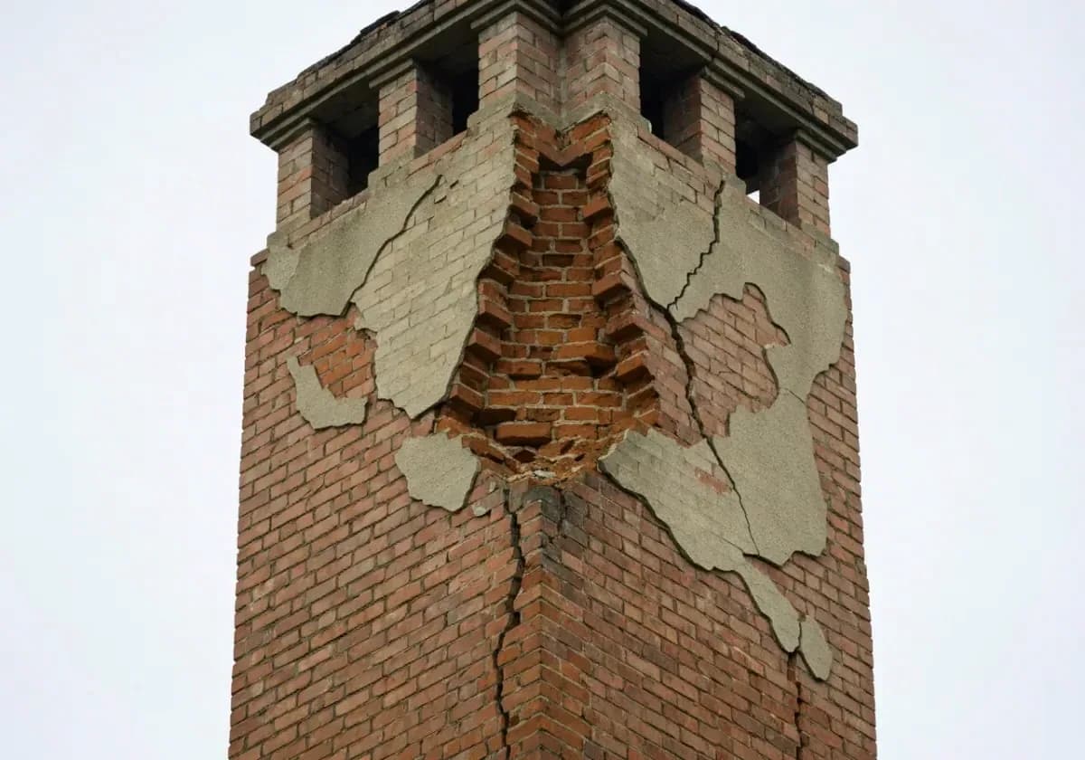 Before — chimney repair: Spalled faces and washed-out joints rebuilt into a sound, weather-tight stack.