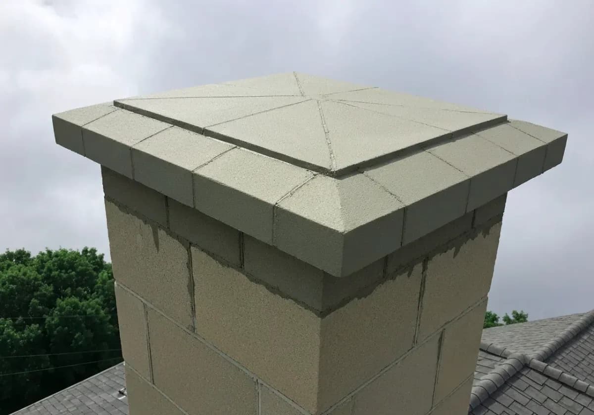 After — masonry repair (crown / repointing): A cracked crown recast and tired joints repointed so the old brick sheds water again.