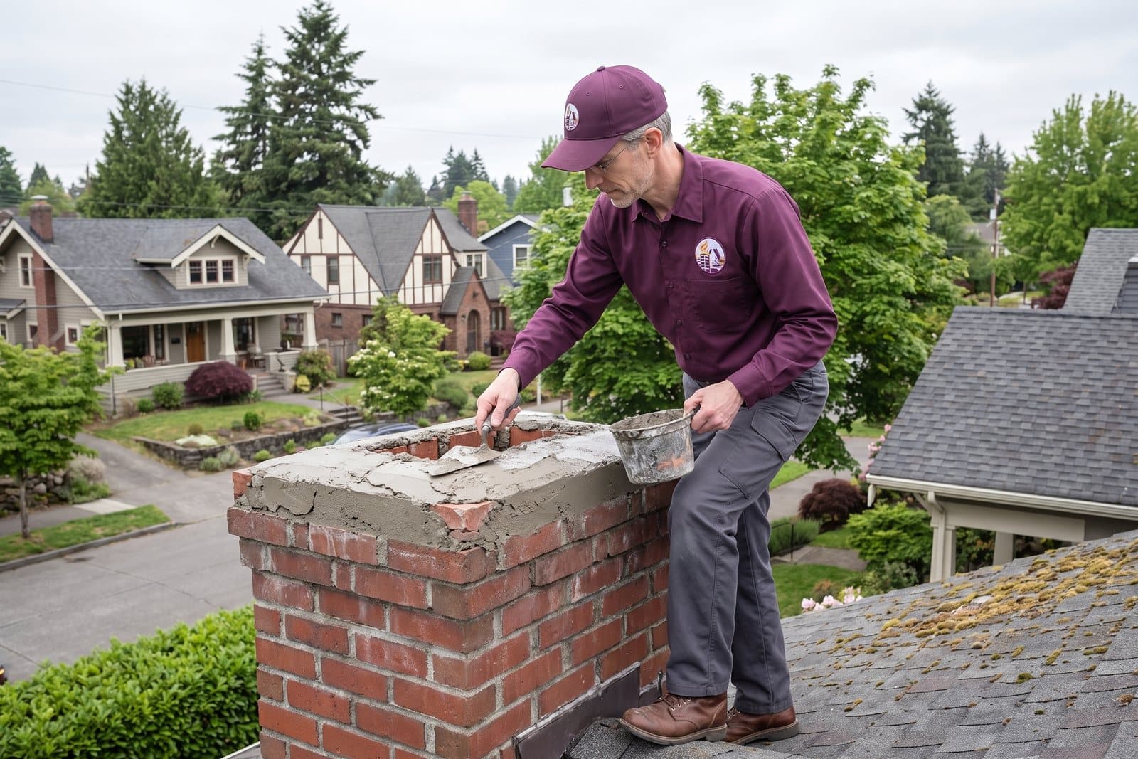 Chimney crown repair and repointing